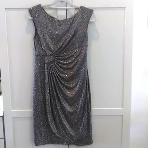 Dress Barn Collection | Silver Sparkle on Black Sleeveless Glitter Dress | 8P